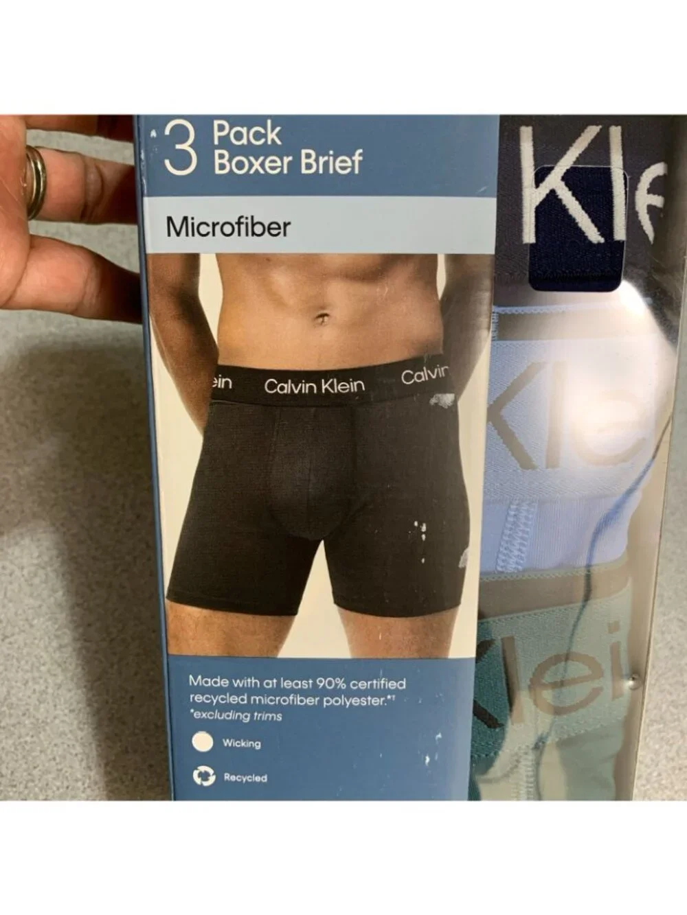 NWT Calvin Klein Men's M 3 Pack Microfiber Boxer Briefs Wicking multicolor